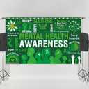 Mental Health Awareness Month Photo Booth Backdrop Green Ribbon May Motivational Decoration School Classroom Background Banner Wall Decor,3.6ft x 5.9ft