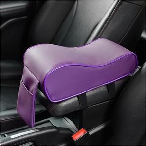 Car Armrest Cushion, Soft Memory Foam Auto Armrest Pillow with Storage Bag, Leather Center Console Arm Rest Padded Cushion with Phone Holder, Universal Car Accessories (Purple)