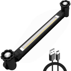 MEIHUA Work Light, Rechargeable Magnetic Underhood Work Light with Hooks, 3000LM Portable LED Work Lights, IP65 Waterproof Mechanic Light Bar for Garage Workshop Car Repairing Emergency Camping (Black)