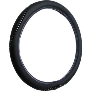 Custom Accessories Bling Rope Steering Wheel Cover, Vegan Leather Car Accessories for Cars, Trucks, SUVs, Interior Car Accessories, Rhinestone Auto Accessories - Black