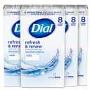 Dial Antibacterial Bar Soap, Refresh & Renew, White, 4 oz, 32 Bars