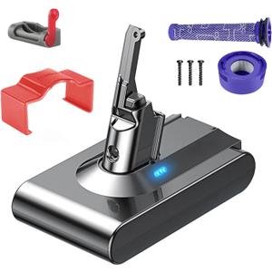 V8 Replacement Battery for Dyson  Up to 60 Minutes Runtime, Compatible with Animal/Absolute/Motorhead/Fluffy Models, Includes Battery, Trigger Lock, and 2 Filters
