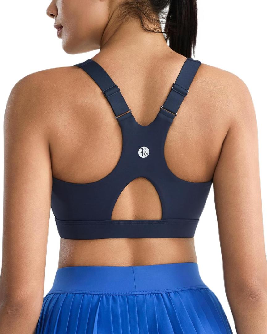 RUNNING GIRL High Impact Sports Bras for Women High Support Molded Cups, Adjustable Straps Sports Bra with Sewn in Pads_WX3106_Navy Blue_XXL