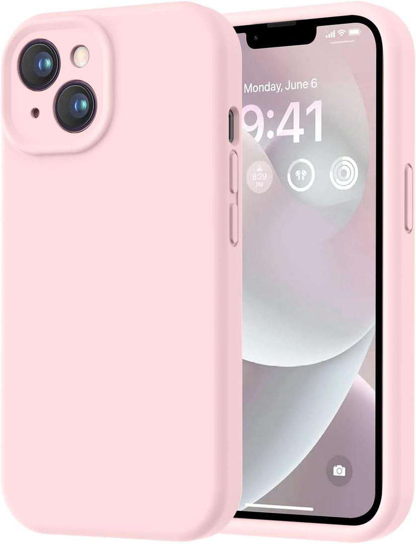LOVE 3000 Designed for iPhone 14 Case, Premium Silicone with [Soft Anti-Scratch Microfiber Lining] Shockproof Protective Phone Case for Men Women Girls 6.1", Chalk Pink