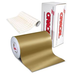 ORACAL 631 Matte Gold Metallic Adhesive Craft Vinyl Including 12" x 24" Roll of Clear Transfer Paper (10ft x 24")