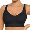 FeelinGirl Womens Wireless Large Bust Bras Built-in Cups Bralettes No Underwire Full Coverage T-Shirt Bra Plus Size Everyday Black 4XL