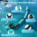 Snorkeling Gear for Adults, Dry-Top Snorkel Set Scuba Diving Mask, 180° Panoramic Wide View Professional Snorkeling Gear, Adult Swimming Goggles with Nose Cover, Breathing Freely Snorkel Mask,  Black & Green
