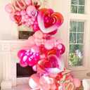Valentines Day Gradient Heart Balloon Garland Arch Kit, 156pcs Red Pink Balloons with Large Size Gradient Heart Foil Balloons for Valentines Day Decoration Wedding Engagement Party Supplies