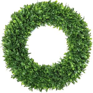 LZNPA Boxwood Wreaths for Front Door Realistic 22InchSpring Wreaths for Front Door Outside Front Door Wreath All SeasonGreen Wreath for Spring Farmhouse Porch Wall Wedding Room Home Decor