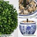 3FT Topiary Trees Artificial Outdoor Trees for Porch UV Resistant Potted Shrubs Boxwood Topiary with Blue and White Porcelain,Artificial Plants Indoor-Fake Topiary For Outdoors, Home,Garden Decor