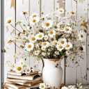 DEMCEAR Farmhouse Vintage Daisy Wall Art for Living Room, Rustic Retro Floral with Grey Brown Framed Canvas Wall Art for Bedroom Bathroom Office Home Decor, 16L x 12W Inches