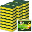 SCRUBIT Heavy Duty Scrub Sponges - Dishwashing Sponge Along with A Tough Scouring Pad - Ideal for Cleaning Kitchen, Dishes, Bathroom - Yellow - 24 Dish sponges