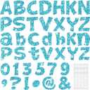 Colarr 216 Pcs Glitter Bulletin Board Letters for Classroom Numbers Alphabet 4 Inch Poster Board Letters with Adhesive Dots Punctuation Symbols Cutout Bulletin Display School Decor(Light Blue)