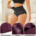 2pcs FINETOO Tummy Control Underwear Shapewear for Women Seamless High Waisted Panties Moderate Control Briefs (L)