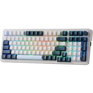 Redragon K686 PRO 98 Keys Wireless Gasket RGB Gaming Keyboard, 3-Mode Win/Mac Mechanical Keyboard w/5-Layer Noise Dampening, Dedicated Knob Control & Hot-Swap in Linear Red Switch, Blue Himmel Color