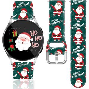 20mm Holiday Christmas Halloween Thanksgiving Watch Band Compatible with Samsung Galaxy Watch 7/6/5/4 40mm 44mm/Watch 6 Classic 43mm 47mm/Watch 5 Pro 45mm/Watch 4 Classic/Active 2 Smartwatch Replacement Strap (Merry Chirstmas Santa)