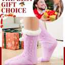 ramede Womens Fuzzy Slipper Socks with Gripper Winter Pastel Cozy Non Slip Winter Lined Warm Thick Soft Socks Gift (Yellow Purple Blue)