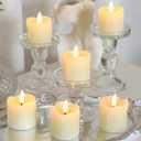 Lezonic Flameless Votive Candles Battery Operated with Remote and Timer, Pack of 6 (D:2" X H:2") LED Ivory White Long Lasting Flickering Wax Candles with Realistic 3D Flame
