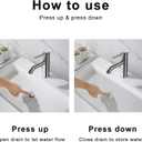 Bathroom Sink Drain Without Overflow, Vessel Sink Lavatory Vanity Pop Up Drain Stopper Without Overflow, Brass and Stainless 304, Chrome