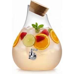 Style Setter Beverage Dispenser Cold Drink Dispenser Glass Jug, Metal Stand & Leak-Proof Acrylic Spigot Great for Parties, Weddings & More (2.5 Gallon, Glass with Cork Lid)