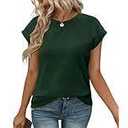 CRAZY GRID Womens Summer Tops 2025 Short Sleeve Ribbed T-Shirts Business Blouse Oversized Soft Casual Spring Outfits (Small)