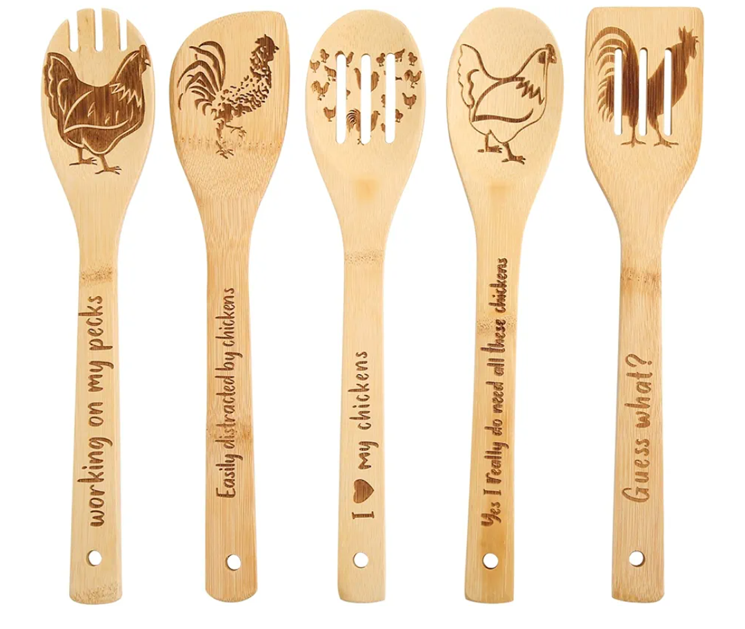 Kitchen Stuff Chicken Wooden Spoons for Cooking Valentines Chicken Decor Chicken Kitchen Accessories Rooster Kitchen Decor Farmhouse Chicken