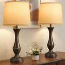 Seealle Upgraded Touch Lamps for Night Stands Set of 2 - Bedside Lamps with USB C+A, 3 Way Dimmable for Bedroom Living Room End Tables Office (Tall Oat&Brown)