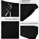 Men's Corduroy Shorts Casual Elastic Drawstring Lightweight Summer Beach Shorts with Pockets (Black, M)