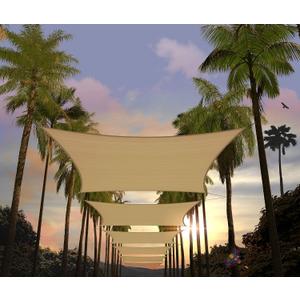 Amgo 12' x 16' Sand Beige Rectangle Sun Shade Sail Canopy Awning UPF50+ AGTAPR1216, 95% UV Blockage, Water & Air Permeable, Commercial and Residential,