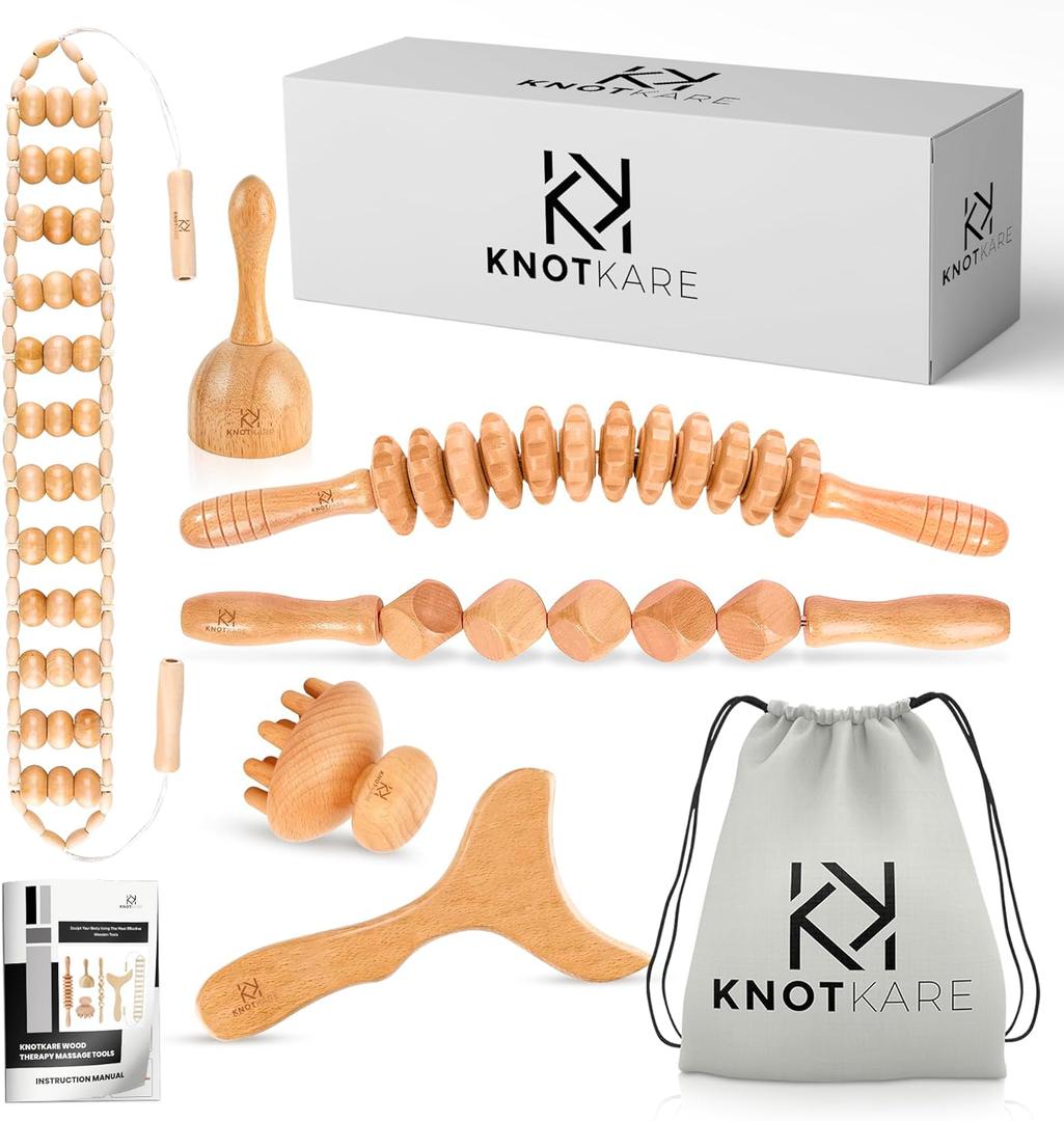 6-in-1 Wood Therapy Massage Tools Kit - Premium Maderoterapia Kit Professional for Cellulite Reduction, Lymphatic Drainage, Effective Body Shaping- Wood Therapy Tools for Relieving Muscle Pain