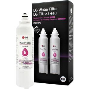 LG LT800P2 6-Month / 200 Gallon Refrigerator Replacement Water Filter, 2 Count (Pack of 1), White