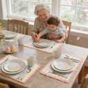 Frienda Set of 4 Easter Placemats 14 x 20 Inch Linen Pastel Gingham Washable Placemat Blue Pink Yellow Buffalo Plaid Table Mats Farmhouse Spring Easter Table Mat for Kitchen Dining Home Decoration