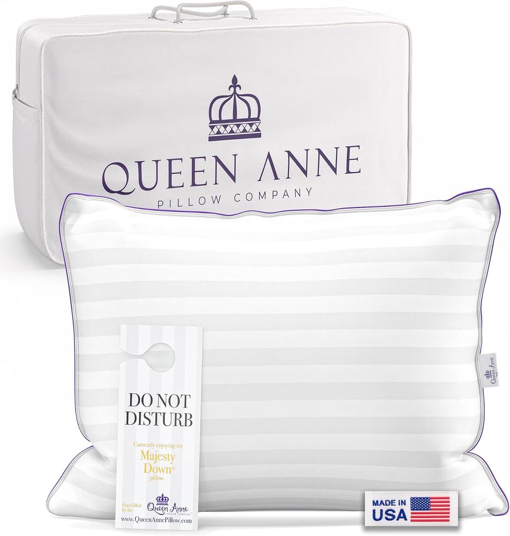 Queen Anne Luxury Hotel Down Alternative Pillow - Majesty Down - Synthetic Allergy Free Hypoallergenic Bed Pillow - Made in USA (Standard Medium)