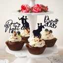 16PCS Black Glitter Prom 2026 Cupcake Toppers - Class of 2026 Senior High School Prom Night Graduation Party Decorations, 5.9''x5.5"