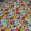 JOGAL Men's Flower Casual Short Sleeve Aloha Hawaiian Shirt White Pink Daisy Large