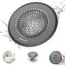 Bathtub Drain Hair Catcher, Wokdada Fast Drainage Shower Drain Hair Catcher, Reversible 304 Stainless Steel Drain Protector for Pop-Up and Regular Drains of Bathroom(Dark Gray)