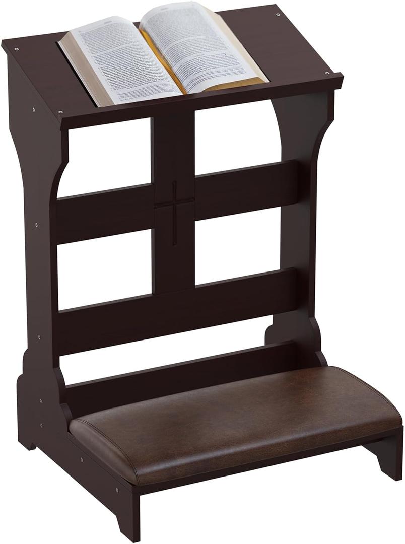 Wooden Prayer Bench for Kneeler Prayer, Prayer Table at Home with Cushion Pad, Church Kneeling Stand Stool, Padded Prayer Chair Shelf for Kneeling at Home and Church