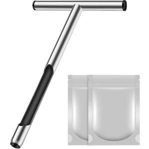 12 Inch Stainless Steel Soil Probe Rod with T Handle, Includes Soil Sample Kit, for Plant Care Lawn Garden Farm