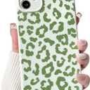 NITITOP Compatible with iPhone 12 Case Aesthetic Cute Leopard Print Pattern for Women Girls Men Trendy Slim Fit TPU Bumper Silicone Shockproof Full Camera Protection Cover - Green