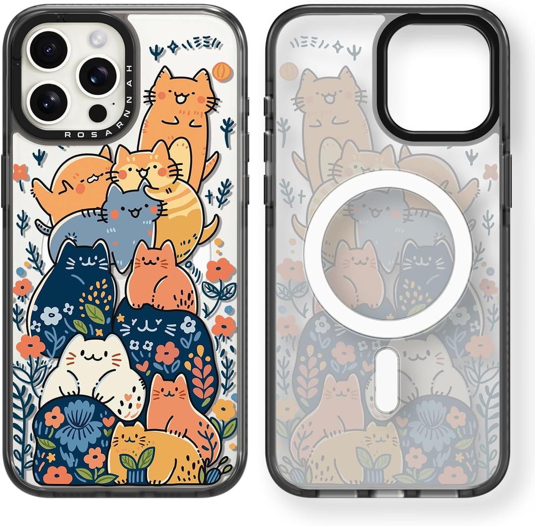 Magnetic for iPhone 13 Pro Max Magsafe Case Cute Aesthetic - Durable Shockproof 6.6 ft Drop Impact Phone Case Cover with Funny Fashion Cats Party Design 6.1" Black