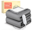 HOMLYNS LuxeHeat Heated Blanket Throw, Soft Flannel Sherpa, Electric Blanket 5 Heat Settings, Fast Heating, Heating Throw Blanket 3 Hours Timer Auto Shut Off, Machine Washable, 50×60 Inches, Grey
