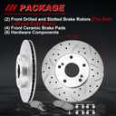 Front Drilled and Slotted Brake Pads and Rotors Kit Ceramic Automotive Replacement Brake Kits Vented 11.10 Inch Compatible for Honda Accord Civic Element 2002-2017 (14 Pcs)