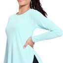 MIER Women's UPF 50+ Sun Shirts Long Sleeve Workout UV Protection Dry Fit Athletic Running Gym Hiking Tops Lightweight (Blue, L)