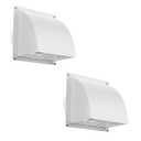 2 Pcs 4 Inch Dryer Vent Cover Outside, HG Power Metal Exterior Vent Cover with Removable Screen & Cushioned Non-Return Flap, Air Wall Vent for House, Range Hood, AC, Opening Diameter: 3.81" White