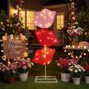 Zonon Valentines Day Lighted Decorations Yard Signs, 42 Inch Red Lips Lawn Decorations Outdoor Valentines Decor for Valentine's Day Wedding Anniversary Indoor Outdoor Lawn Backyard Garden Decor