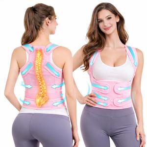 TNDCKP Posture Corrector for Men and Women – Dual-Zone Elastic Design with Adjustable Straps, Helps Improve Posture and Relieve Back Discomfort, Comfortable for Office Wear (Pink, Medium)