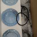 3 Pack Dining Room Light Fixture with Blue Striped Swirl Globe Glass, Stylish Kitchen Island Hanging Pendant Light Black for Bar Hallway Bedroom, 1-Light