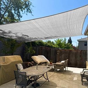 Garden expert 16'x20' Sun Shade Sail Light Grey Rectangle Canopy Sail Shade for Patio Garden Outdoor Backyard
