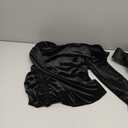 YMDUCH Women's Sexy Elegant One Shoulder Long Sleeve Velvet Ruched Slit Party Long Dress (Black), XL