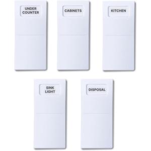 Identify Switch Covers - Clearly Labeled Covers for Standard Decora Light Switches in Kitchen/Bath, Common Area, and Outdoor 5-Packs (Kitchen/Bath 5 Pack)